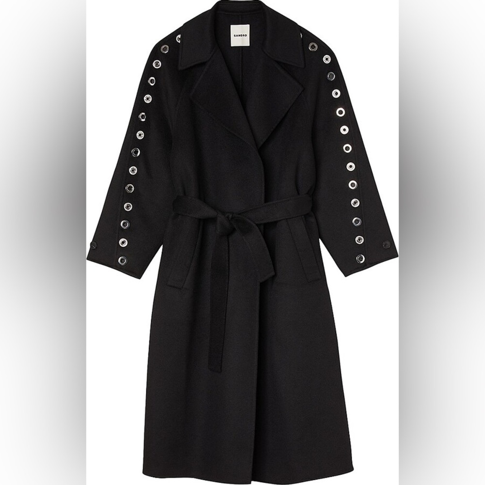 Daphny Grommet Accent Wool Blend Trench Coat - Picture 2 of 5